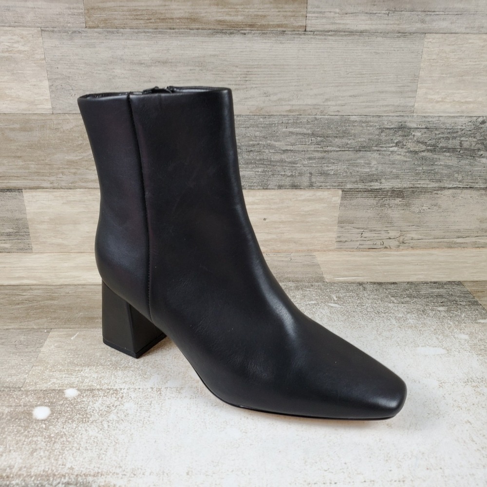 Marc Fisher Rudie Womens Ankle Bootie Sz 8.5 Wide Black Square Toe Side Zip